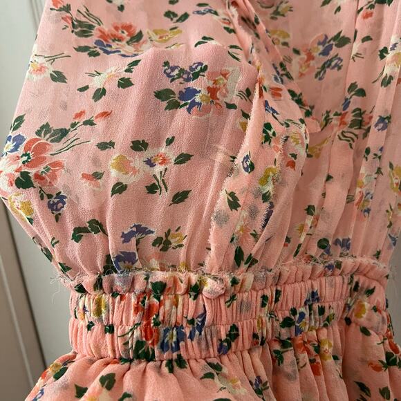 Loveshackfancy Silk Popover Floral Mini Dress In Sunset Pink Size S - Picture 9 of 14